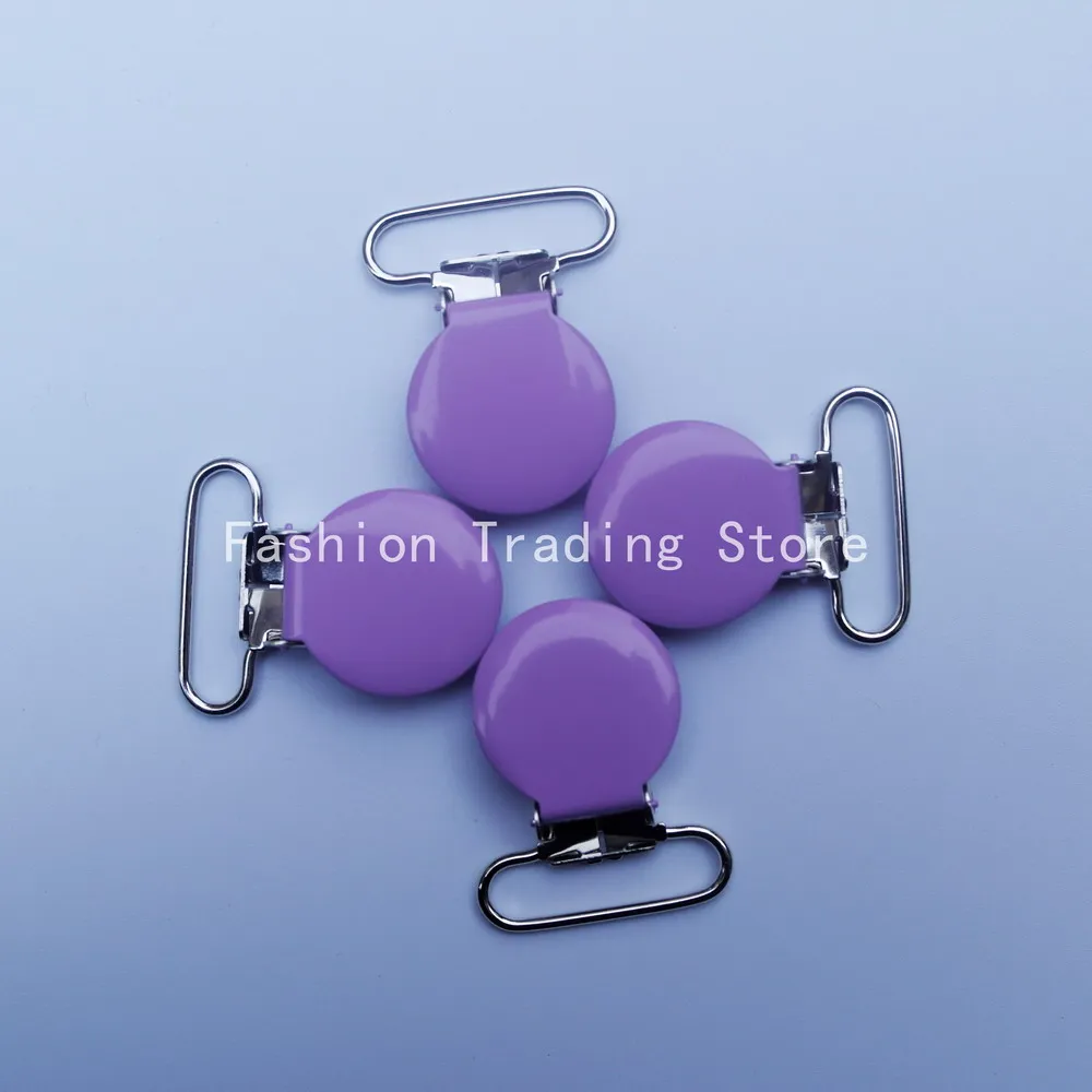 lilac SUTOYUEN 30 шт./лот 1 ''25 мм круглые металлические подтяжки зажим пустышки держатель зажимы для пустышки детская соска, зажимы для цепи без свинца - Цвет: lilac