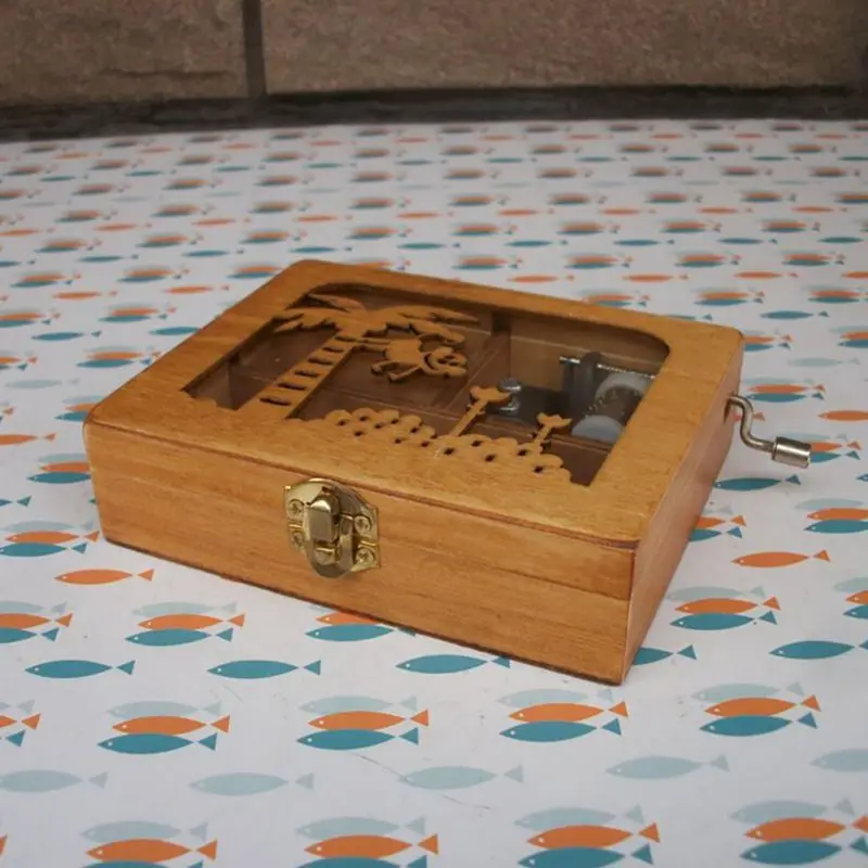 DIY мини музыкальная шкатулка деревянная Изысканная животное механическая ручная рукоятка ремесло музыкальная шкатулка движение