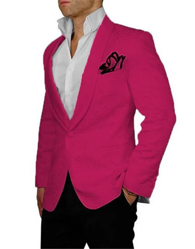 Фуксия шаль отворот мужской костюм на заказ 2 шт пиджак + брюки свадебный