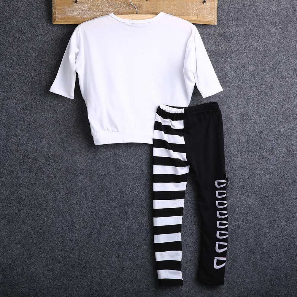 Пижамы для девочек комплект летней одежды детей с рисунком панды Топы штаны в