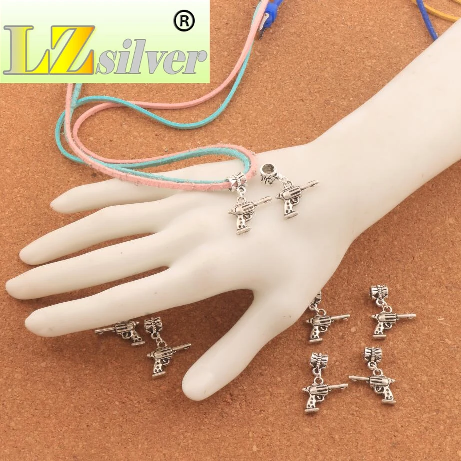 

Revolver Gun Big Hole Beads 26.5x20.2mm 100PCS zinc alloy Dangle Fit European Bracelets Jewelry DIY B1628