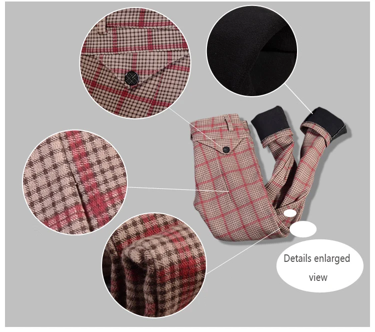 Женские клетчатые брюки зимние женские утепленные большого размера