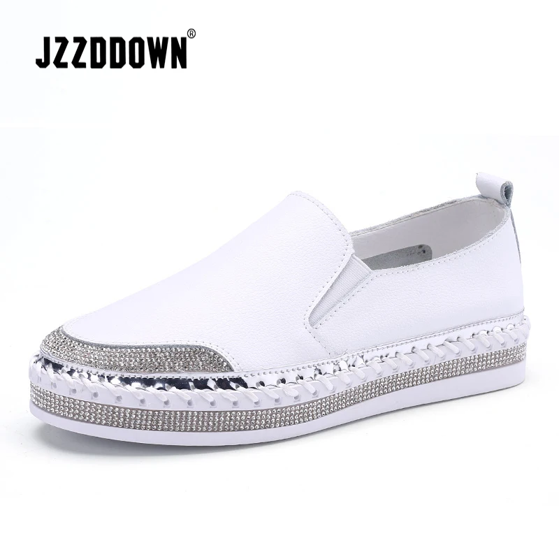 JZZDDOWN/белые женские кроссовки из натуральной кожи на плоской подошве; мягкая Весенняя женская кожаная обувь; повседневная женская обувь; свадебные кроссовки для женщин