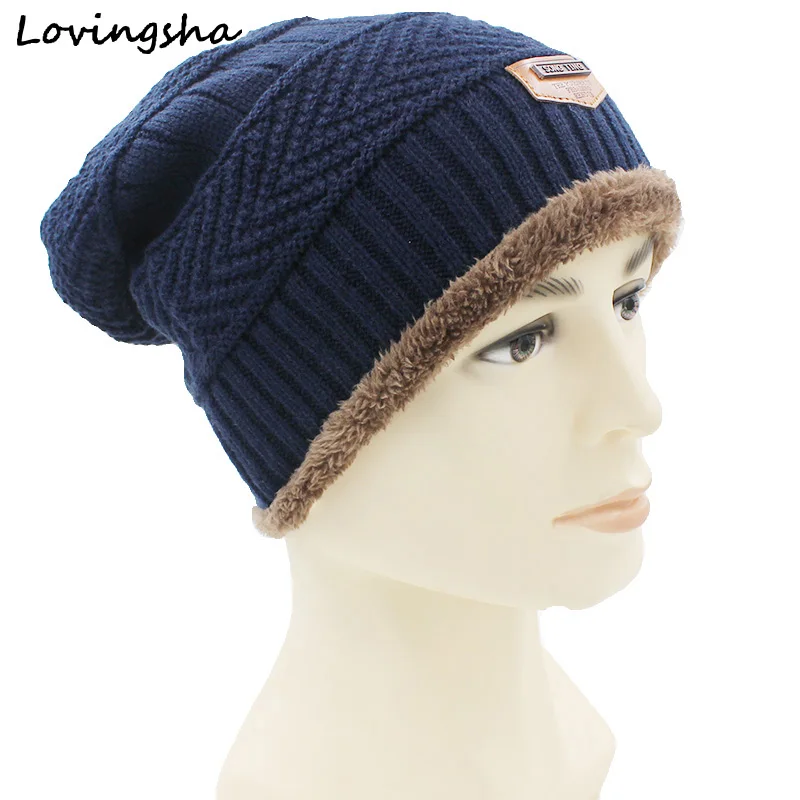 LOVINGSHA зимняя стандартная шапка из искусственного меха теплый мешковатый вязаный