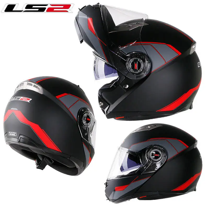 9 LS2 ff370 флип-ап мото rcycle шлем casco de moto кафе шлем для гонщика анфас двойной объектив козырек capacetes de moto ciclista ECE - Цвет: 9