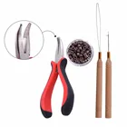 Хит! 1 бутылка100 шт. 5 мм микро-звеньябусины + 2 шт. иглы + 1 шт. плоскогубцы для наращивания волос набор инструментов