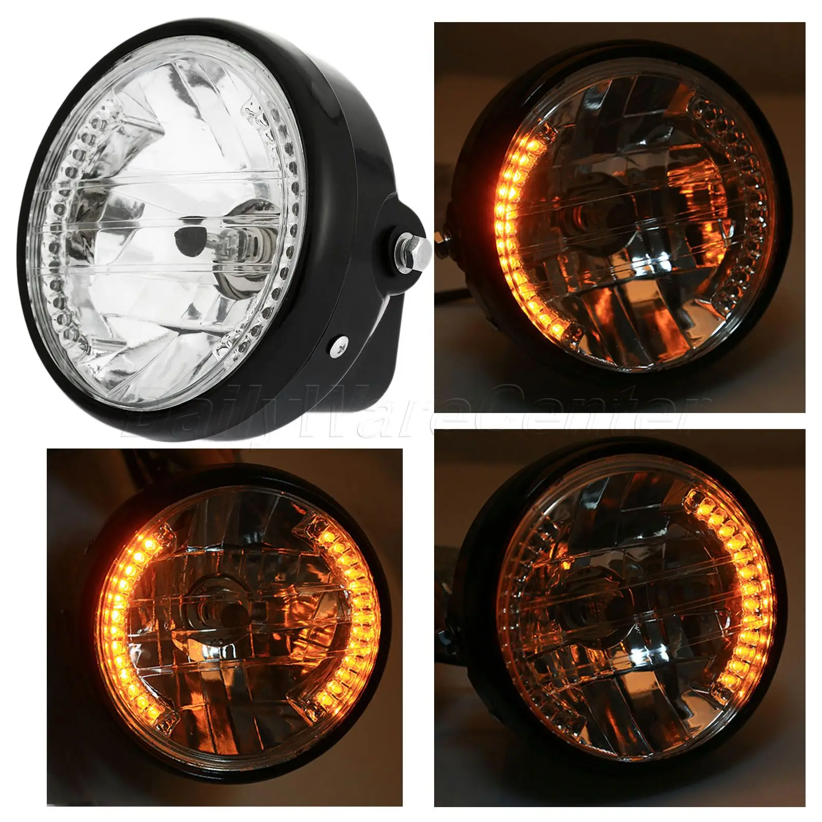 Фара мотоциклетная круглая 7 дюймов H4 с поворотником|lamp lamp|lamp forlamp led |