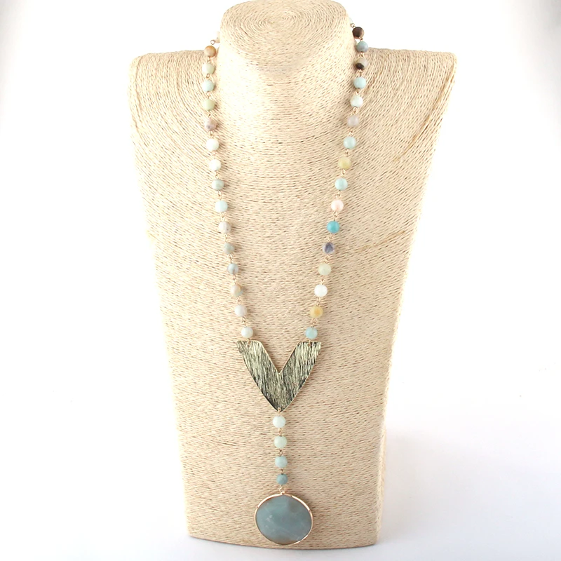 Модное богемное ювелирное изделие цепочка из камней Розария металлическая V