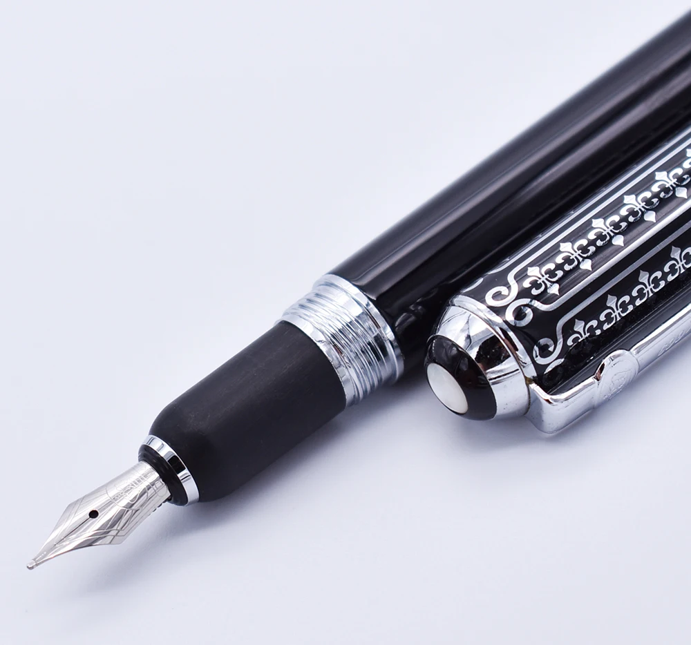 Duke 669 авторучка, Красивые Черные Цветы Узор Средний Перо 0,7 мм ручка для письма бизнес, офис, товары для дома