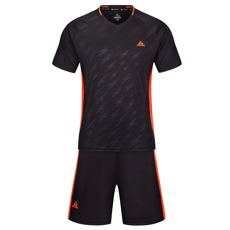 Новинка для мужчин Детские майки спортивные комплект футбол форма Training futbol maillot de foot voetbal tenue дети voetbalshirts на заказ - Цвет: Черный
