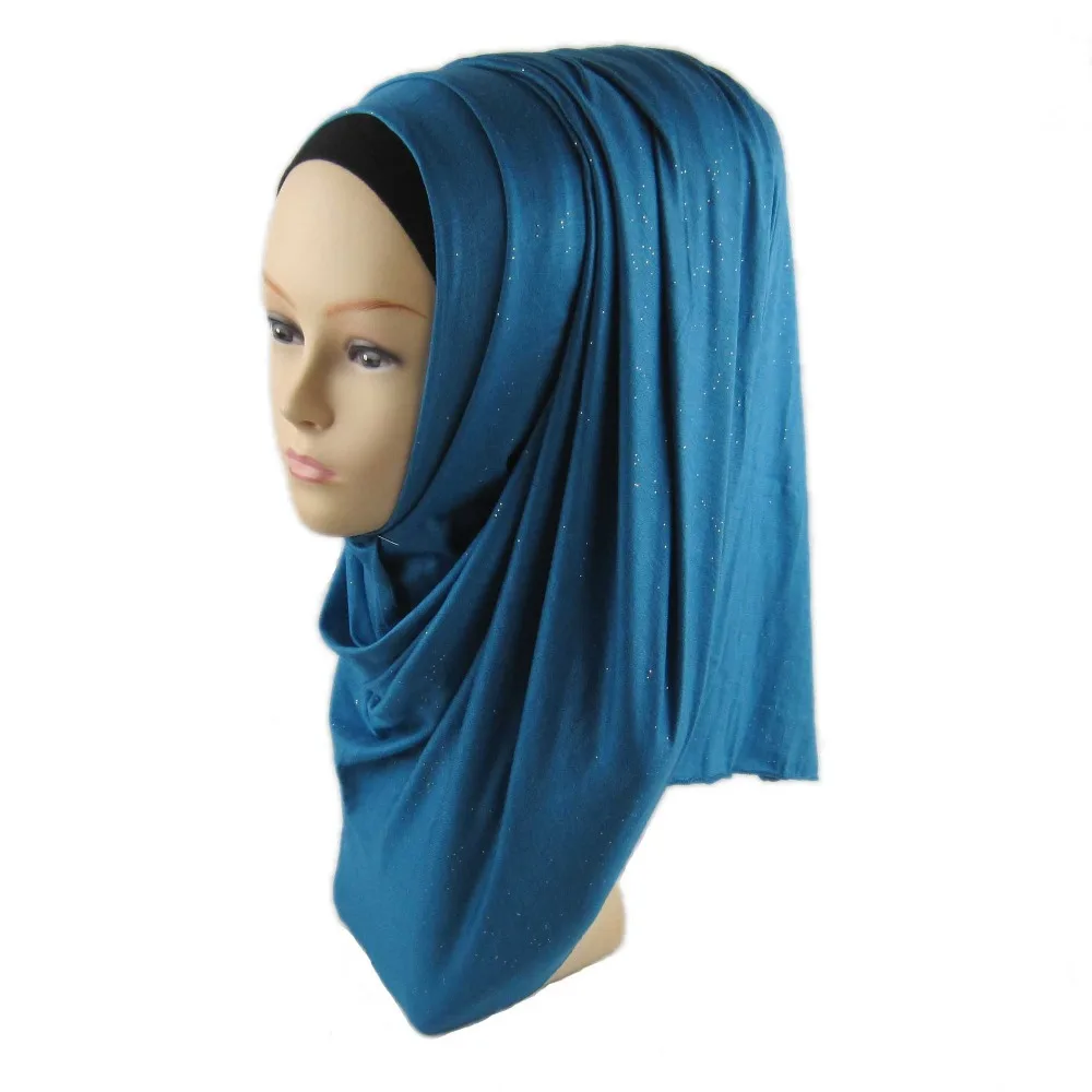 H1264a мягкий Модала эластичный джерси длинный шарф с блестит shimmer платок wrap