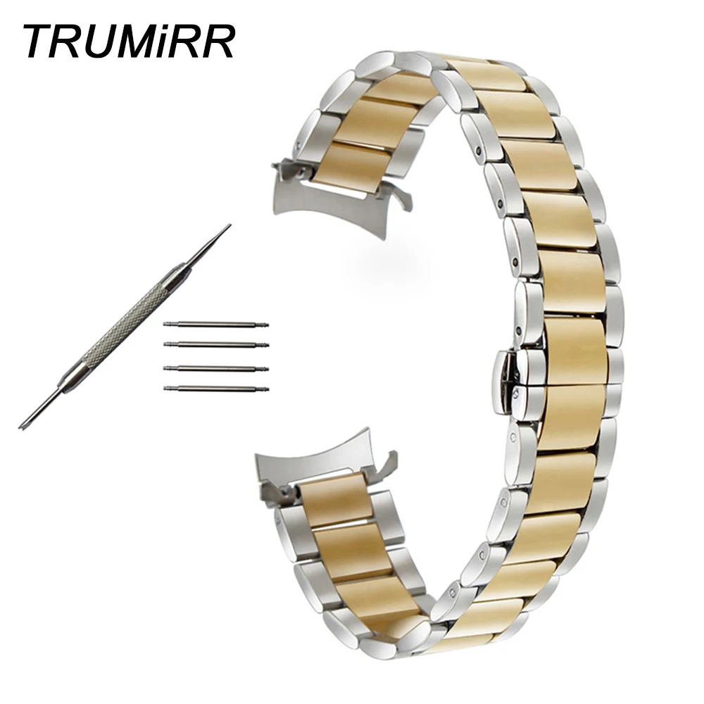 Изогнутый ремешок из нержавеющей стали для Tissot Titoni Herbelin, ремешок для часов, браслет, серебро, золото, 14 мм, 16 мм, 18 мм, 20 мм, 22 мм