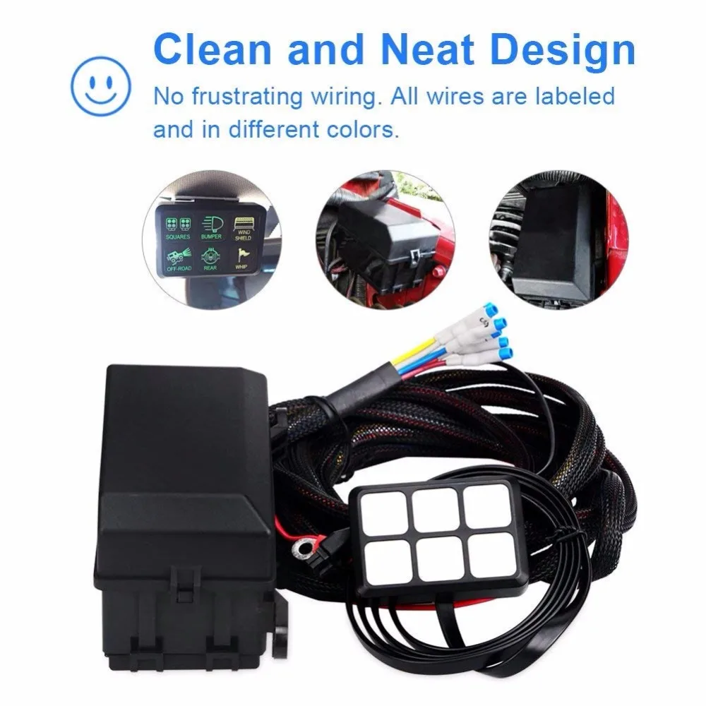 6 Gang Switch Panel Electronic Relay System Circuit Control Box Waterproof Fuse Wiring Harness Assemblies For Car Auto | Автомобили и