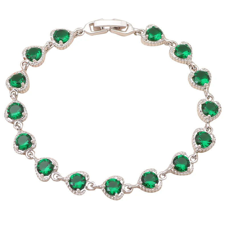 Женские браслеты с шармами TB464A красивые золотистые в форме сердца зелеными