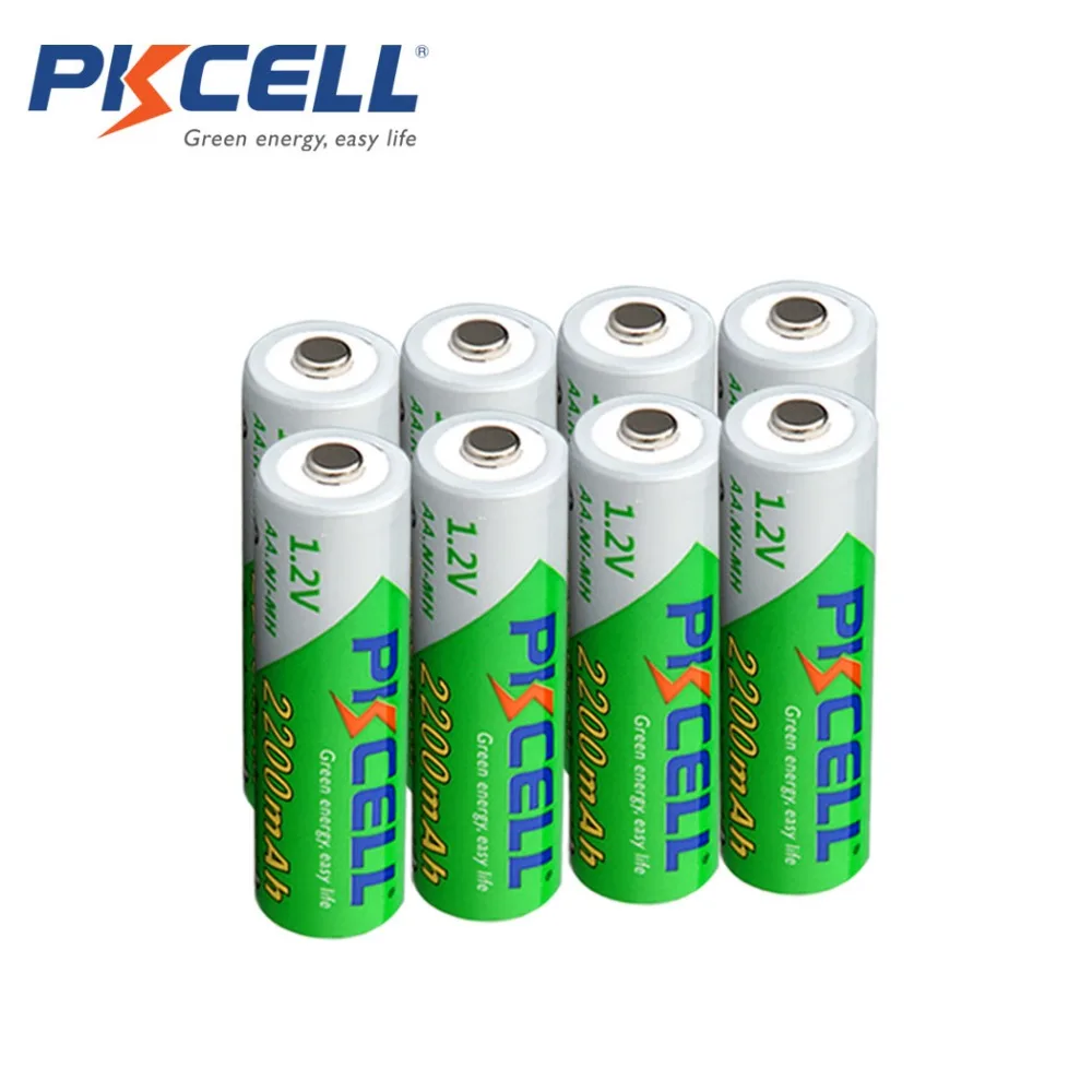 Pkcell 4/8/12/20 шт AA батарея NIMH 1 2 V 2200mAh Ni-MH 2A Вольт низкая саморазряжающаяся прочная