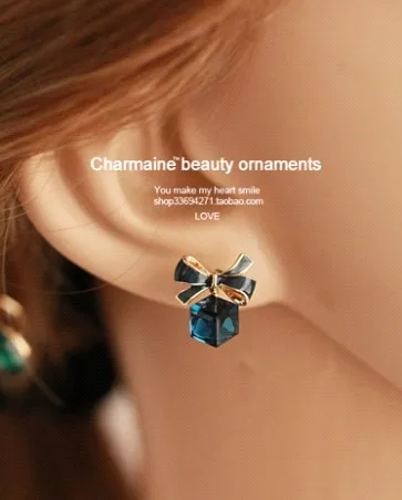 Женские серьги-пусеты с фианитом Модные Изящные бронзового цвета | Украшения и