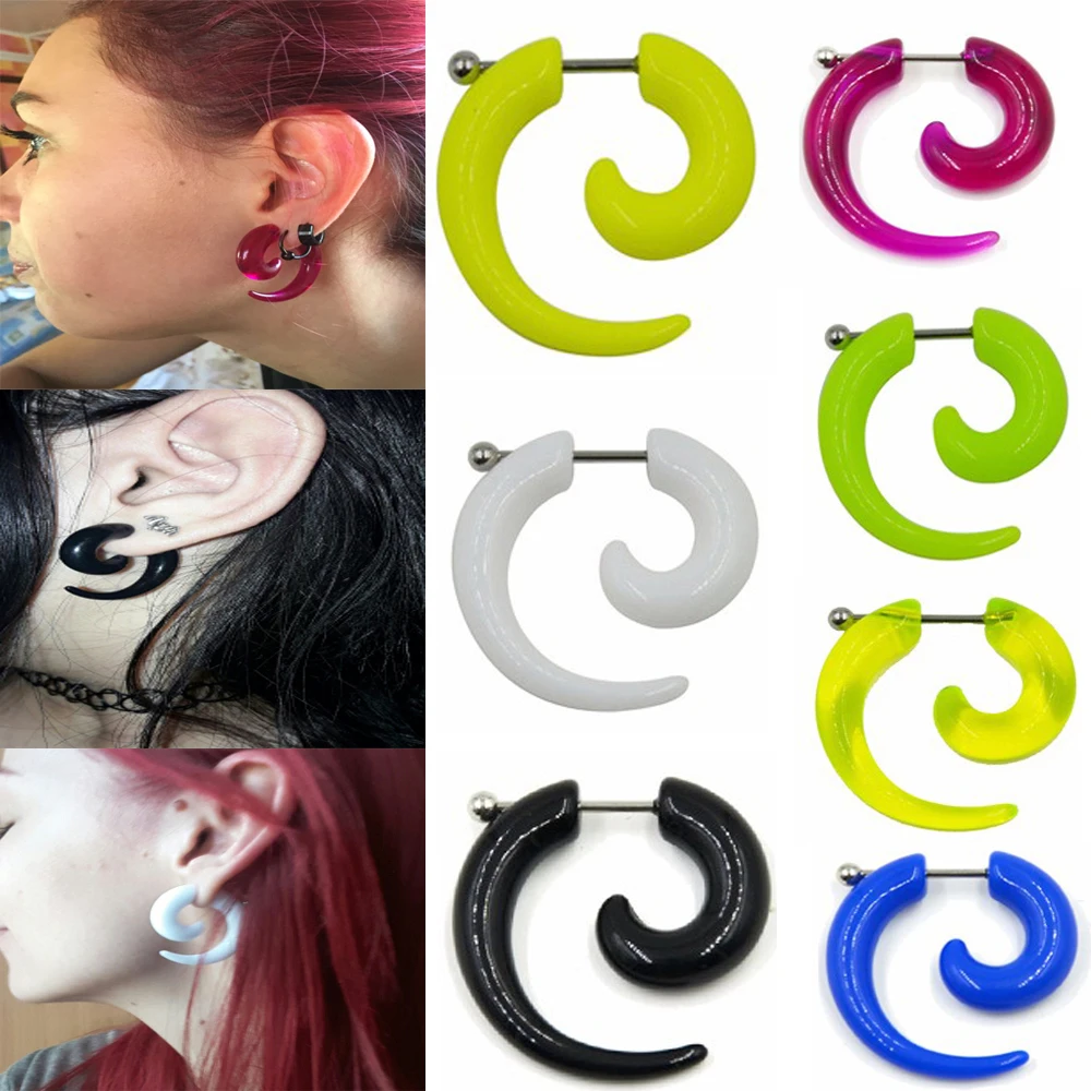 1Pair Hot Acrylic Cheater Fake Spiral Ear Taper Stretcher Expanders Gauge Tunnel And Plugs Earlobe Earring Piercing Body Jewelry