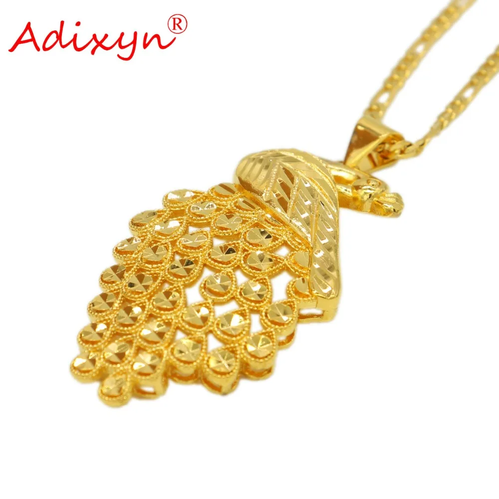 

Adixyn 2018 Vintage Peacock Pendant Jewelry Gold Color Necklace Fashion Necklaces For Women/Girls Party Gifts N10241
