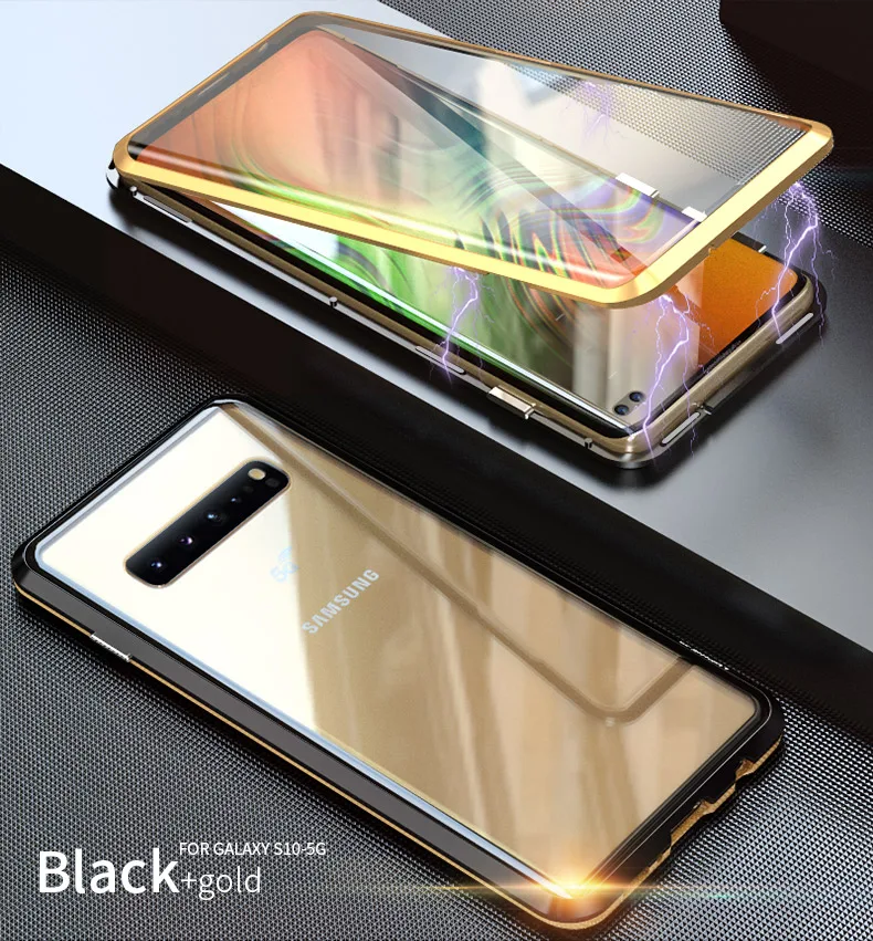 Чехол LUPHE с магнитной адсорбцией для samsung Galaxy S10 5g, прозрачное стекло, жесткая задняя крышка, металлический бампер, защитный чехол