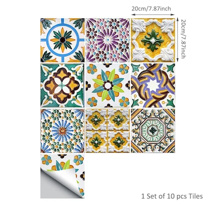 20x20cm Funlife 15*15 см/20*20 см самоклеющиеся легко моющиеся обои мебель DIY Порто традиционные плитки Наклейка на стену TS034 - Цвет: 20x20cm
