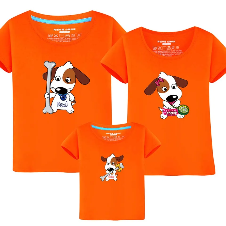 Новинка 2018 Мультяшные Семейные футболки летняя семейная Одинаковая одежда