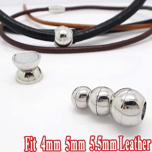 6sets fit 4-5-5.5mm Rhodium Plated Copper Based Strong Magnetic Clasps Jewelry Settings  Leather Bracelets