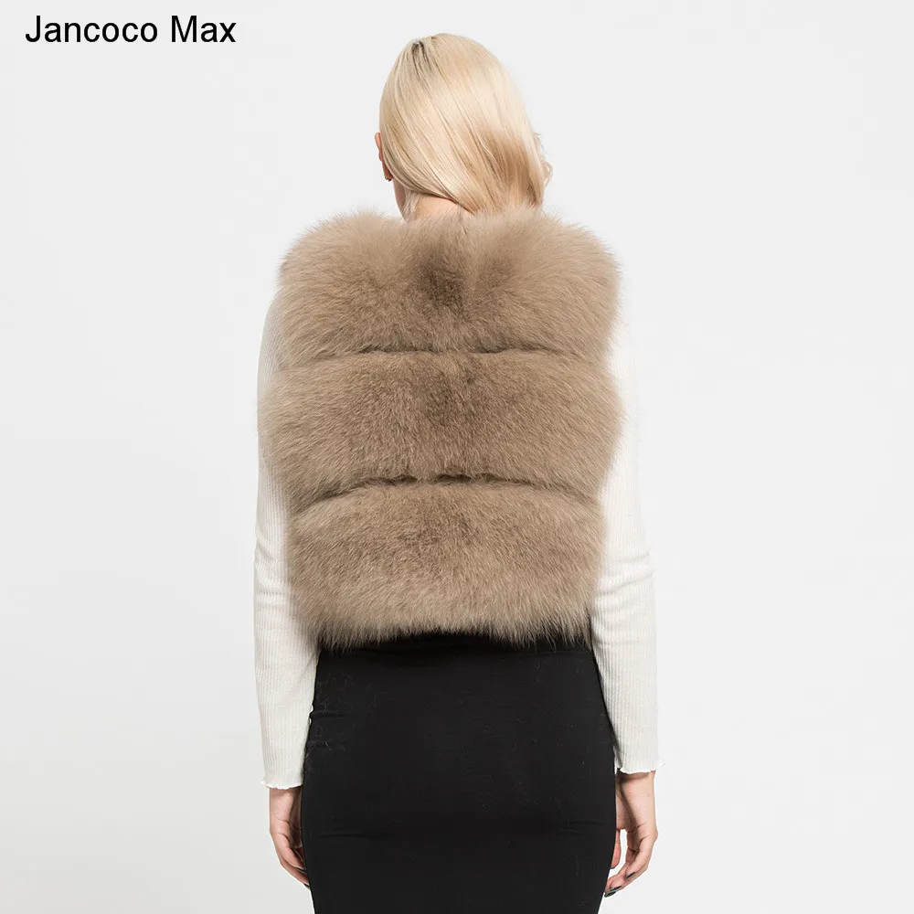Jancoco Max, женский жилет из натурального Лисьего меха, зимний теплый жилет высокого качества, 3 ряда, пальто без рукавов, модный жилет S7162