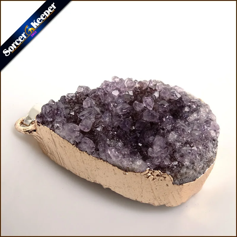 Ожерелье с подвеской из пурпурного естественный неправильной формы кристалла