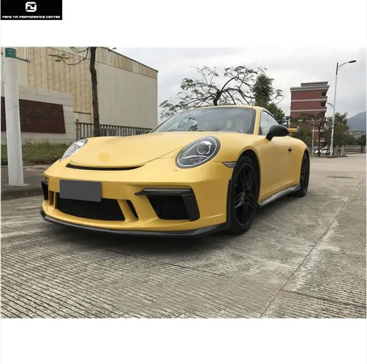 full fiber glass set 911 991,2 GT3 Стиль переднего бампера для заднего бампера боковые юбки задний спойлер для Porsche 911 Carrera 991,2 GT3 стиль кузова автомобиля Комплект 16-18 - Цвет: full fiber glass set