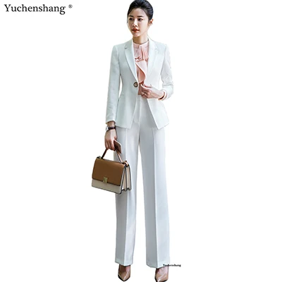 White Pant Suit Новинка, комплект из двух предметов, женский брючный костюм, размер S-4XL, белый пиджак, блейзер с брюками, офисный женский костюм для работы - Цвет: White Pant Suit