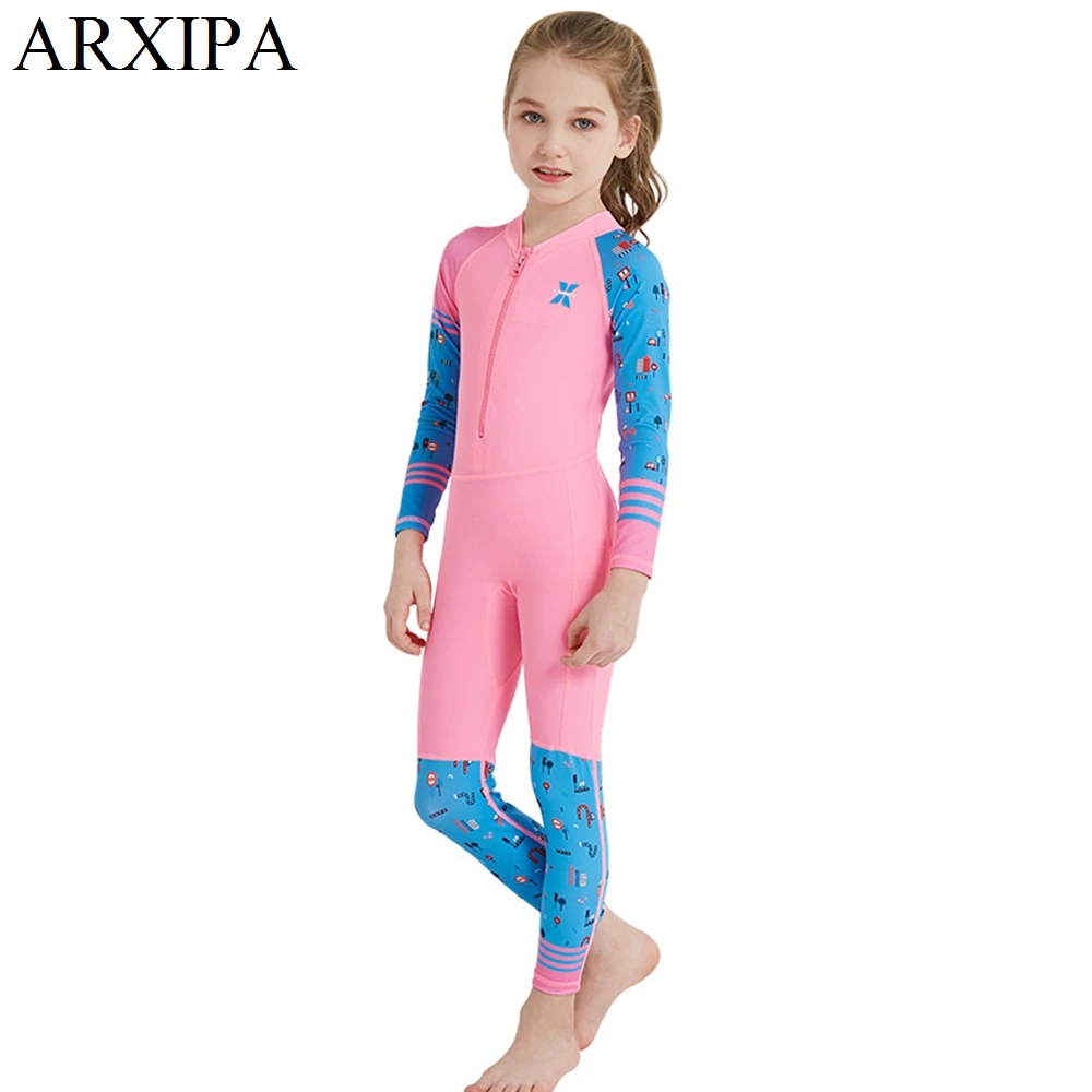 2019 г. Купальник для девочек и мальчиков длинный рукав костюм дайвинга купальный