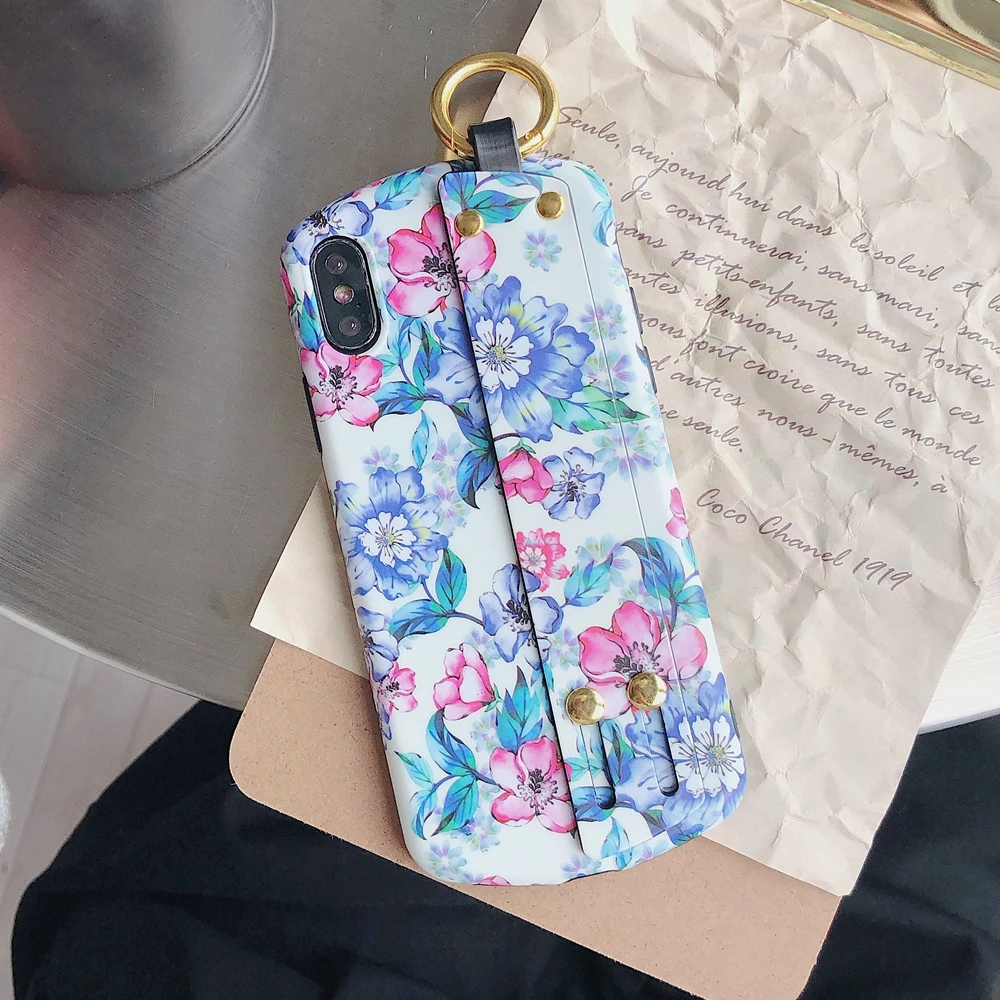 L-FADNUT браслет-держатель чехол для iPhone Xr X Xs Max 7 8 6 S Plus с цветочным принтом