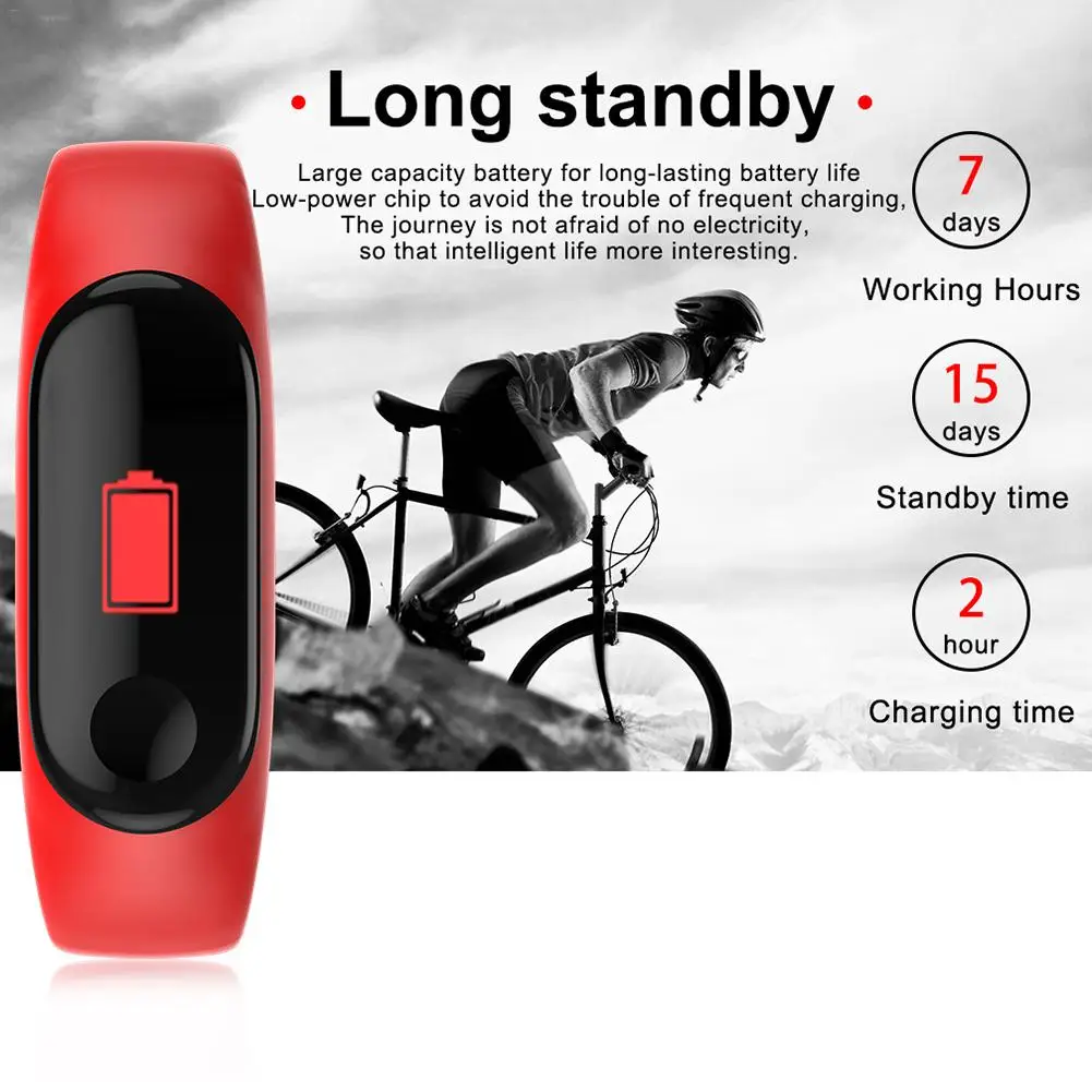 Смарт браслет M3 Smartband с шагомером фитнес трекер умный монитором кровяного