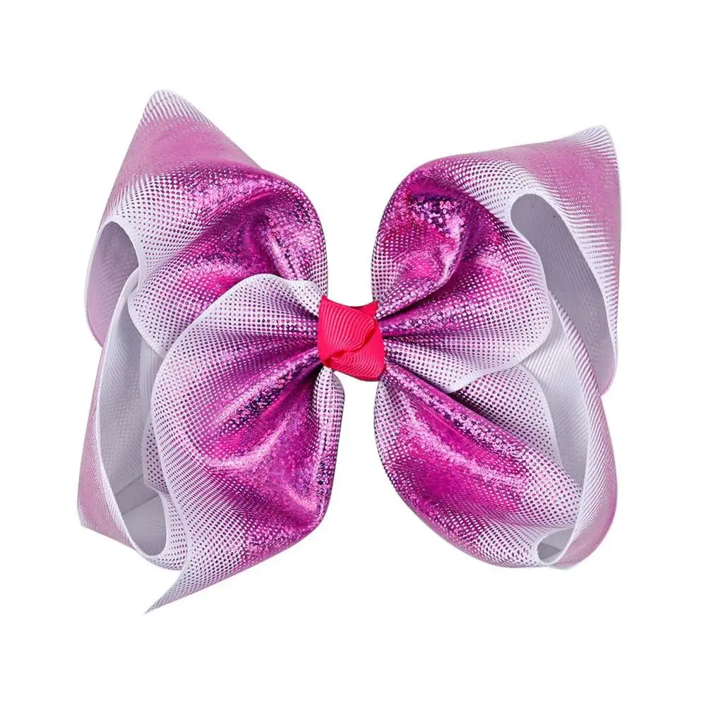 1pc 8inch hairbow 2 ярда/рулон "(75 мм) Лазерная корсажная лента в разноцветный горошек лента DIY заколки для волос аксессуары для свадьбы Радужный Декор Подарочная коробочка - Цвет: 1pc 8inch hairbow