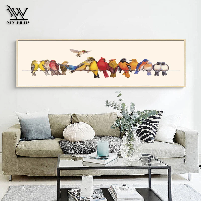 Watercolor Animal Birds Poster Nodic Pastoral Art Canvas Painting Wall Picture Long Banner Print Modern Home Decoration | Дом и сад