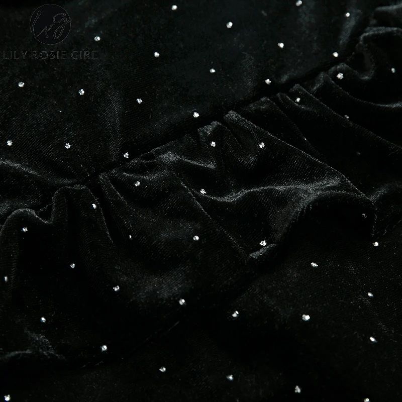 Лили Rosie девушка сексуальная оборками с открытыми плечами Женский черный блузки