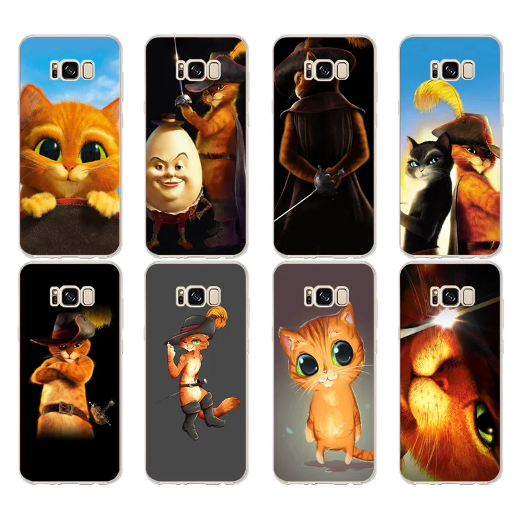 DREAMFOX K161 Puss In Boots Soft TPU Silicone Case Cover For Samsung Galaxy Note S 6 7 8 9 Edge Plus Grand Prime |