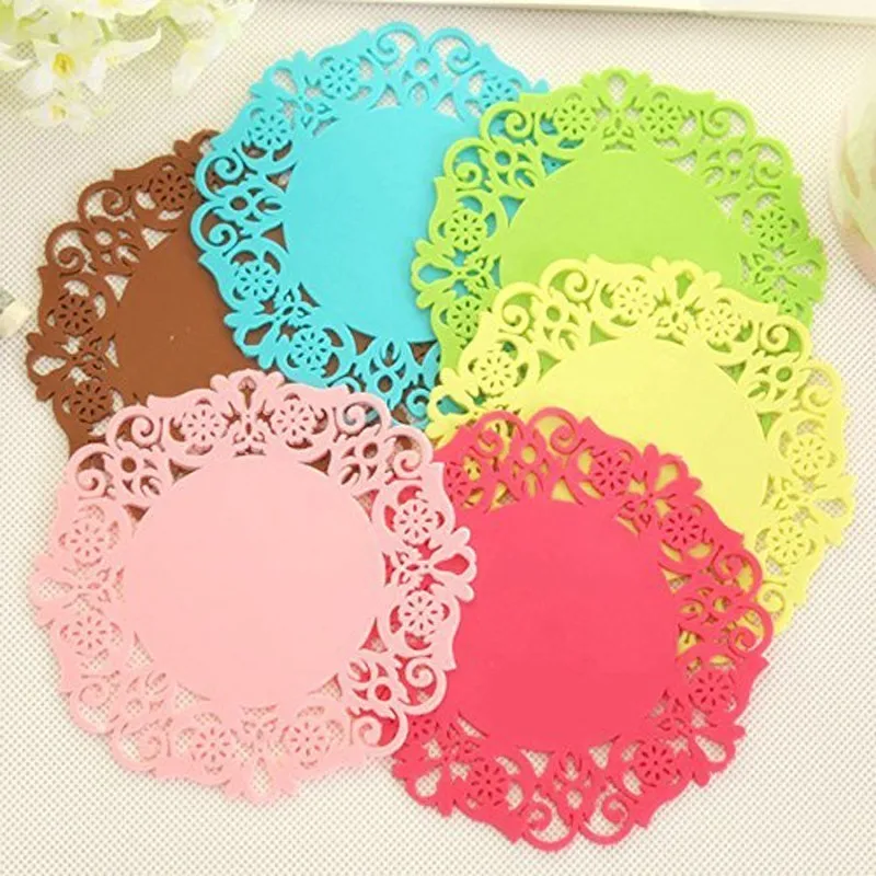 Приемный лоток кружева цветок полые Doilies силиконовый подстаканник кофе стол