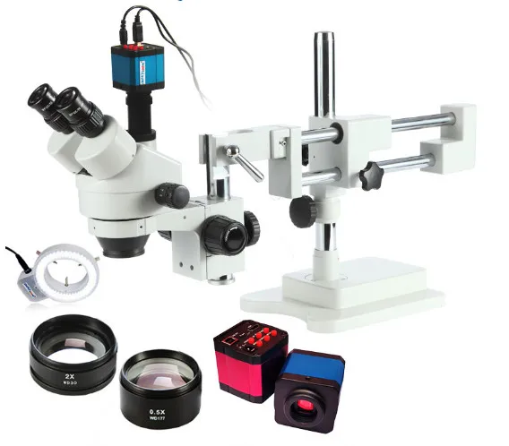 

Stereo microscope electronic microscopes 0.5X 2.0X 3D led microscope camera zoom HD 1080P HDMI with led for mobile repair