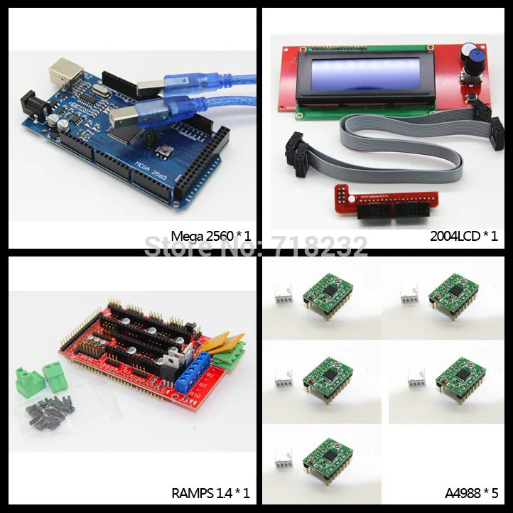 3D-принтер Φ Mega 2560 R3 + контроллер RAMPS 1 4 шт. модуль шагового драйвера A4988 5 2004 |