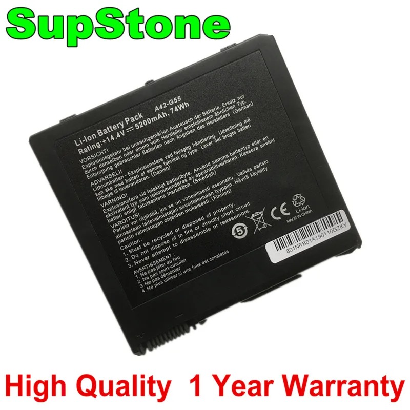 SupStone 5200mAh Genuine A42-G55 Laptop Battery For ASUS G55V G55VM G55VW Series Korea Cell 1 year warranty free shipping