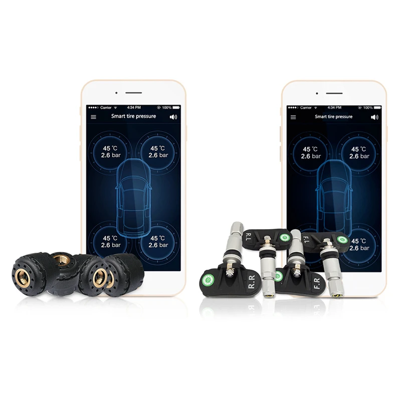 TP630 TPMS автомобильный Bluetooth TPMS давление в шинах PSI Бар Температурная сигнализация для Android iPhone IOS Телефон с 4 датчиками