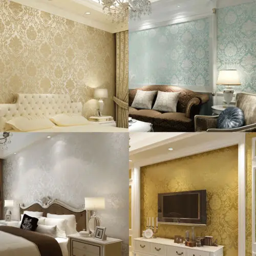 Европейские нетканые металлические современные цветочные Дамасские обои в