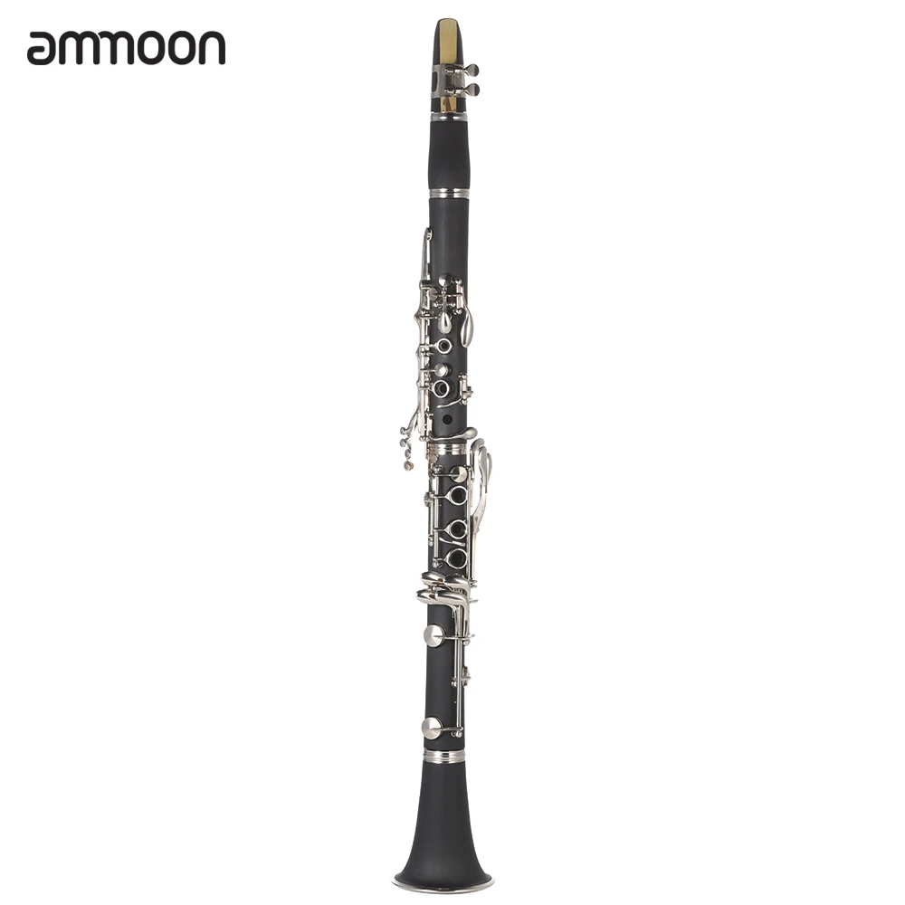

ammoon ABS Clarinet Bb Cupronickel Plated Nickel 17 Key with Cleaning Cloth Gloves Screwdriver Woodwind Instrument
