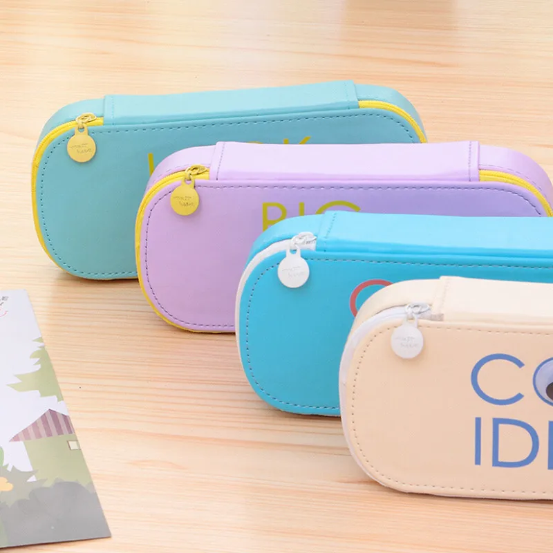 Милый кошачий школьный пенал для девочек Большой Вместительный из искусственной