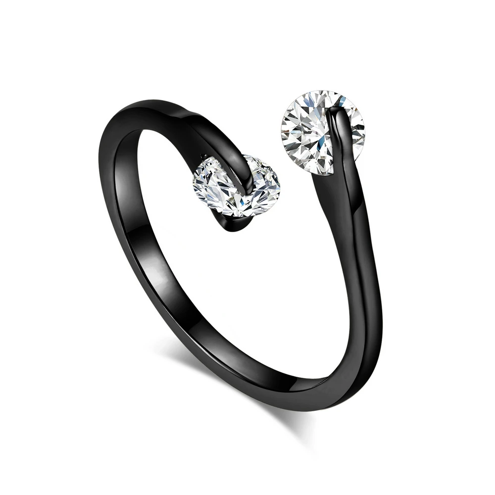 BlackGold Clear ZHOUYANG обручальное кольцо для женщин, классическое элегантное двойное кольцо с кубическим цирконием, розовое золото, модное ювелирное изделие, подарок ZYR007 - Цвет основного камня: BlackGold Clear