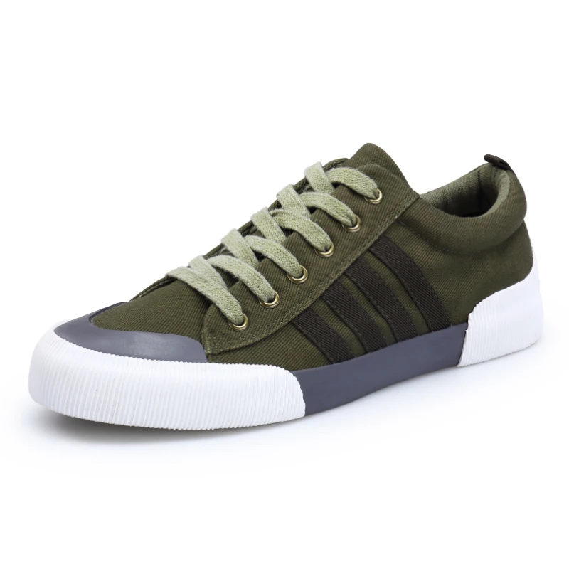Army Green SHANTA/ г.; Мужская парусиновая обувь; модная однотонная мужская Вулканизированная обувь; белая повседневная обувь на шнуровке; мужские кроссовки; chaussure homme - Цвет: Army Green