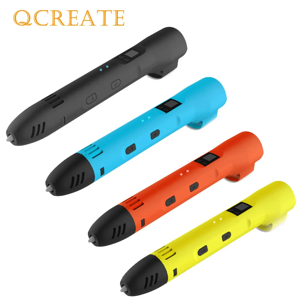 QCREATE PLA PCL двойной материал 3D печатная ручка ЖК-экран Регулируемая температура нагрева 8 скоростей установка добавить 100 м PLA нити