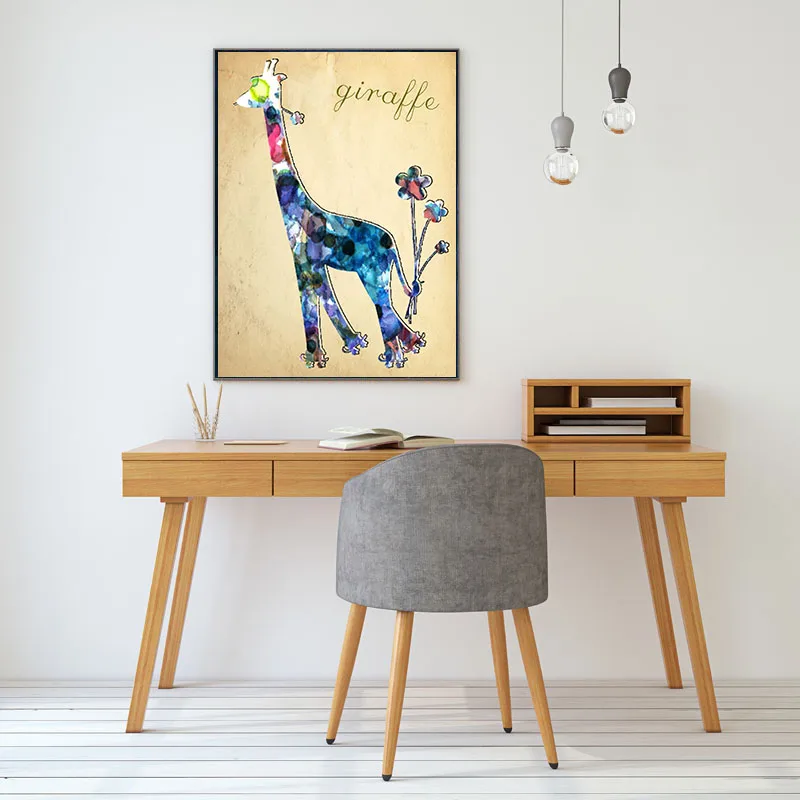 Nordic water color simple abstract deer frameless painting Wall Pictures for Living Room Canvas on the wall no Framed | Дом и сад