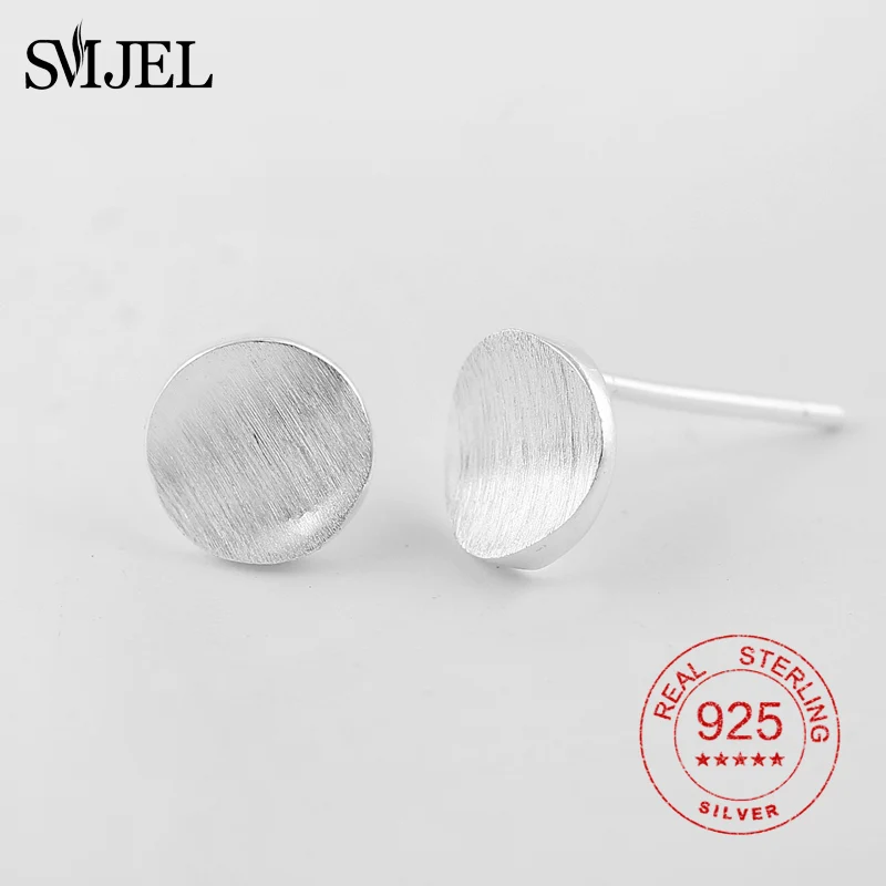 SMJEL 925 пробы серебряные минималистичные круглые серьги женские свадебные геометрические повседневные Простые антиаллергенные подарочный набор украшений для ушей